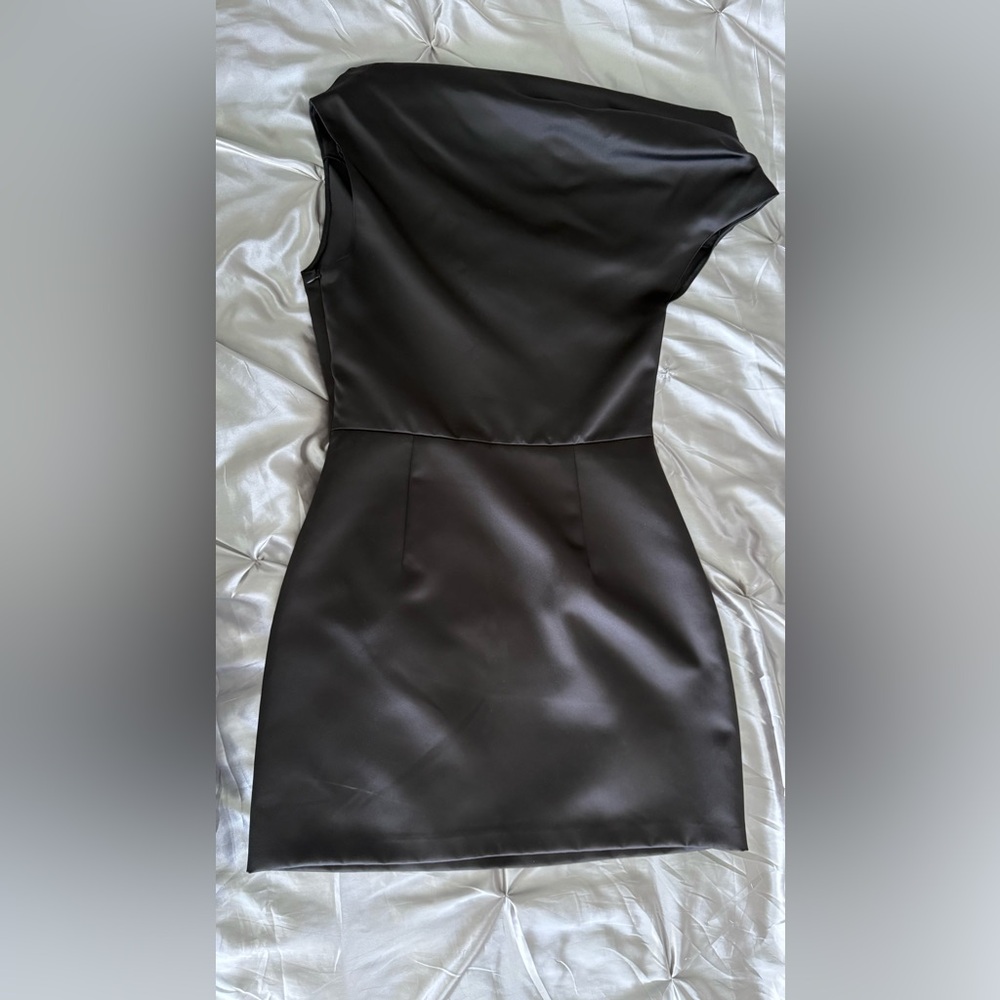Zara Elegant Black Satin Dress